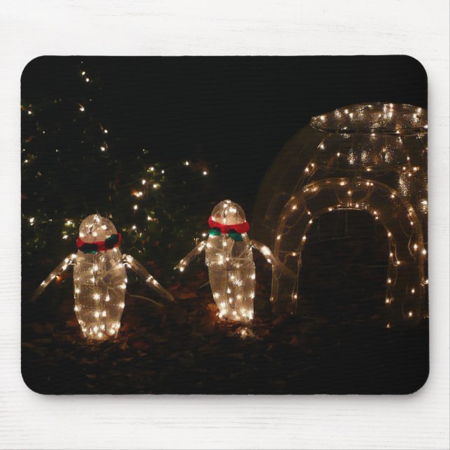 Penguins Holiday Light Display Mouse Mat (Front)