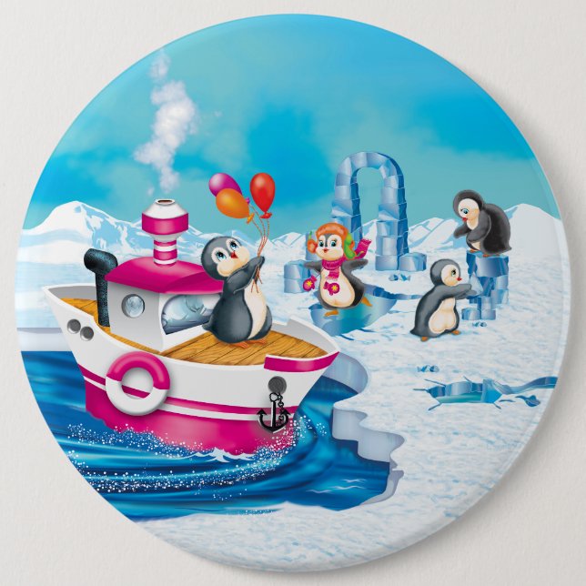penguins in Antarctica 6 Cm Round Badge (Front)