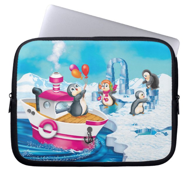 penguins in Antarctica Laptop Sleeve (Front)
