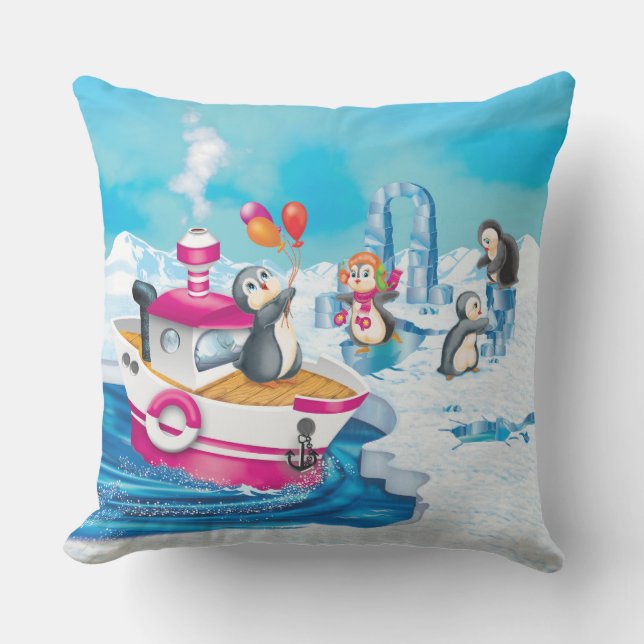 penguins in Antarctica Outdoor Cushion (Front)