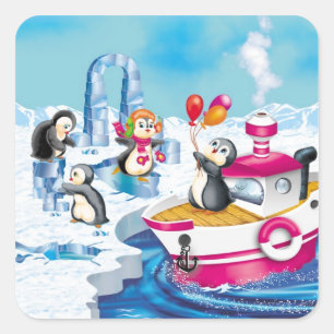 penguins in Antarctica Square Sticker