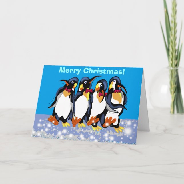 Penguins in bowties, Merry Christmas! Holiday Card (Front)