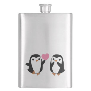 Penguins in Love Hip Flask