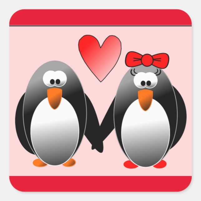 PENGUIN'S IN LOVE SQUARE STICKER (Front)