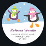 Penguins in the Snow Christmas Address Stickers<br><div class="desc">Add a personal festive touch instantly with address stickers. Design features 2 happy penguins wearing scarves and hats playing in the snow. Use on the back of envelopes or gift packages during the Holiday season. Can also be used as personal indentifiers which can be used on books, notepads, personal folders...</div>