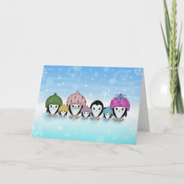 Penguins in the Snow Holiday Card (Front)