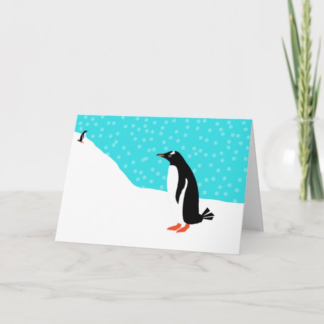 Penguins in the Snow Holiday Card (Front)