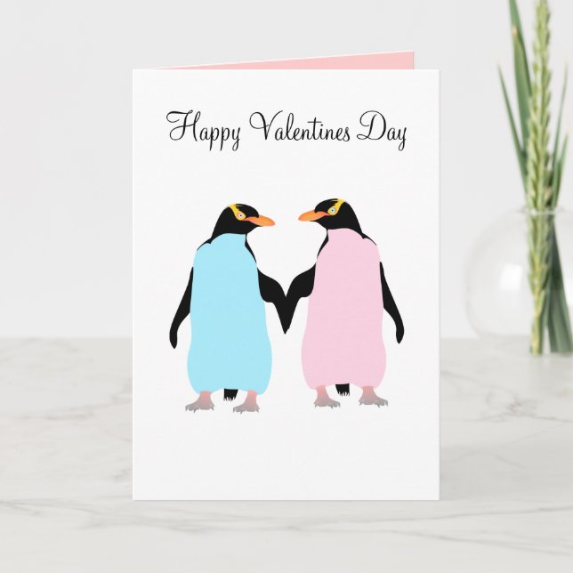 Penguins ,  Love birds, Valentines day Card (Front)