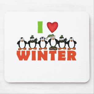 Penguins Love Winter Tshirts and Gifts Mouse Mat