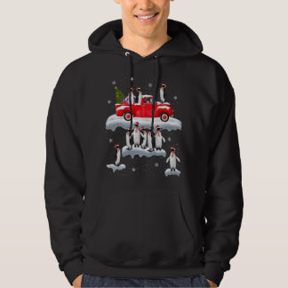 Penguins Lover Red Truck Santa Hat Penguin Christm Hoodie