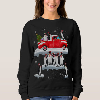 Penguins Lover Red Truck Santa Hat Penguin Christm Sweatshirt