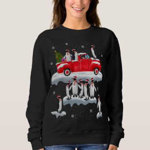 Penguins Lover Red Truck Santa Hat Penguin Christm Sweatshirt