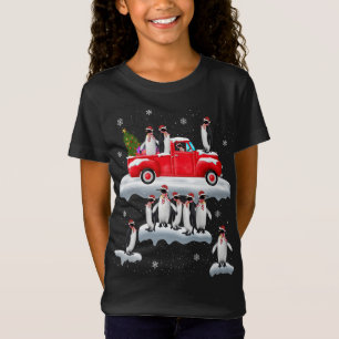 Penguins Lover Red Truck Santa Hat Penguin Christm T-Shirt