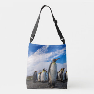 Penguins Marching Blue Sky Crossbody Bag
