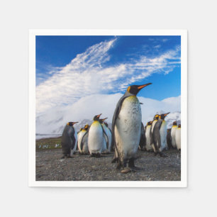 Penguins Marching Blue Sky Napkin