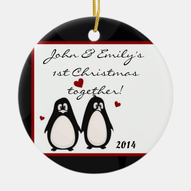 Penguins Mate for Life Personalised Name Ornament (Front)