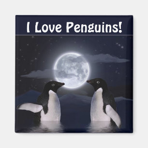 PENGUINS & MOON Wildlife-lover Art Magnet