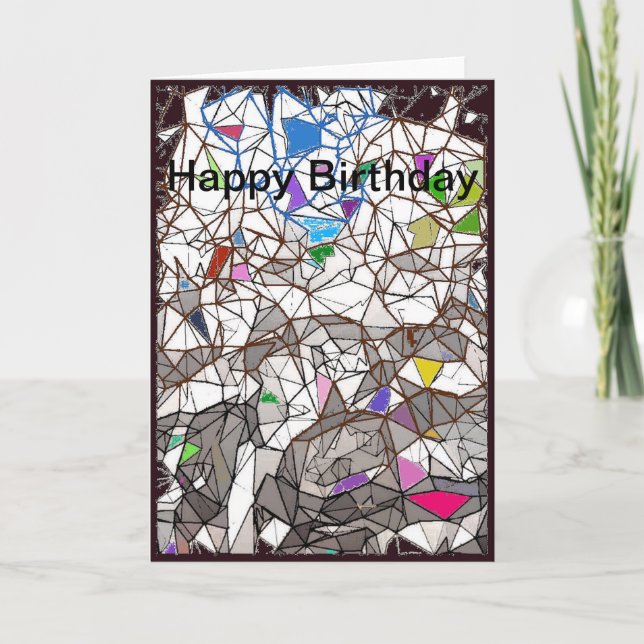 Penguins Mosaic Happy Birthday Card (Front)
