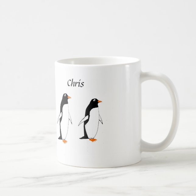 Penguins on a mug Add name (Right)