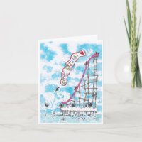 Penguins on a slide Birthday Card
