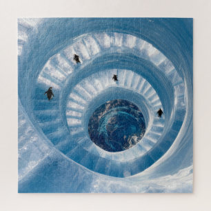 Penguins on a Spiral Iceberg Staircase Jigsaw Puzzle