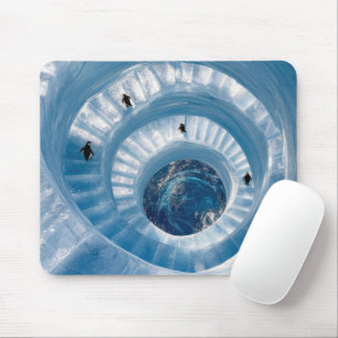 Penguins on a Spiral Iceberg Staircase Mouse Mat