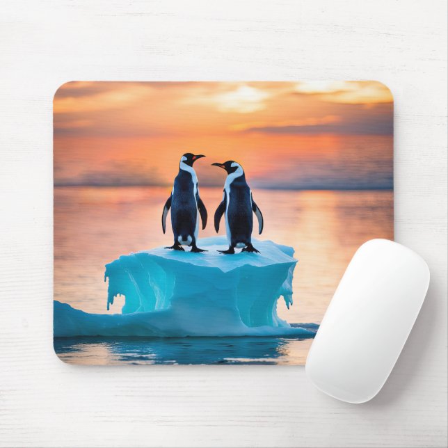 Penguins On Melting Iceberg Mouse Mat (With Mouse)