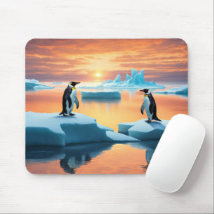 Penguins On Melting Icebergs Mouse Mat