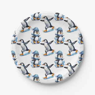 Penguins Pattern Design Paper Plate
