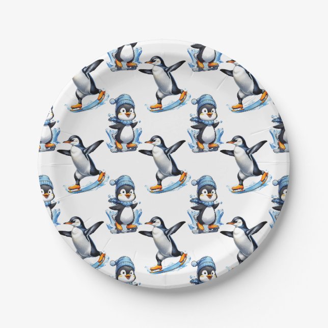 Penguins Pattern Design  Paper Plate (Front)