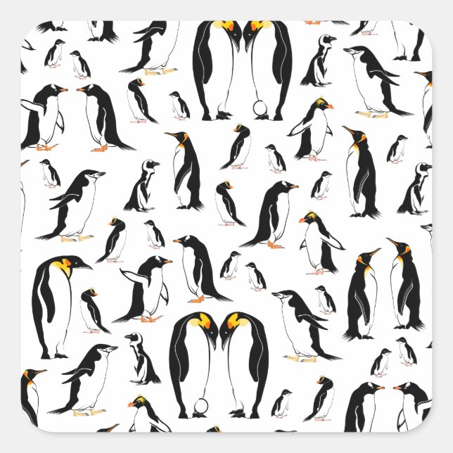 Penguins Pattern Square Sticker (Front)