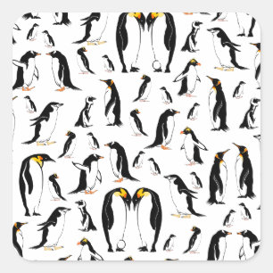 Penguins Pattern Square Sticker