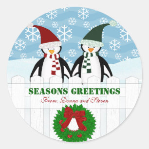Penguins Personalised Christmas Stickers