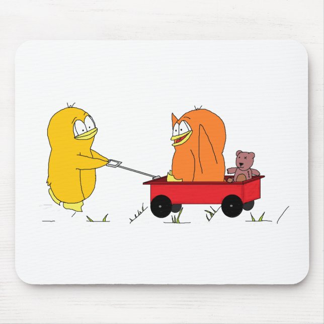 Penguins Playing in a Wagon Mouse Mat (Front)