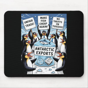 Penguins Protest Against Trump Tariffs Funny Pengu Mouse Mat