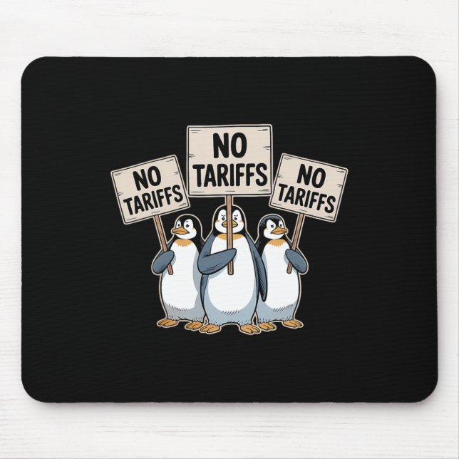 Penguins Protest Against Trump Tariffs Funny Pengu Mouse Mat (Front)