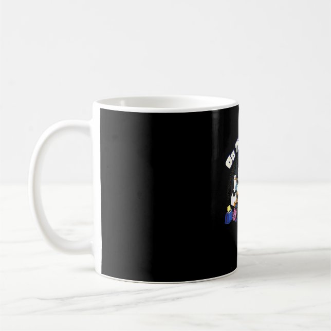 Penguins retro campfire  coffee mug (Left)