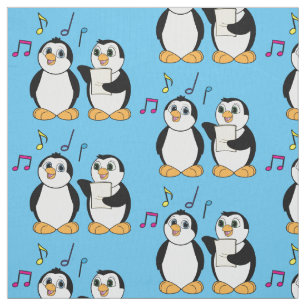 Penguins Singing Fabric