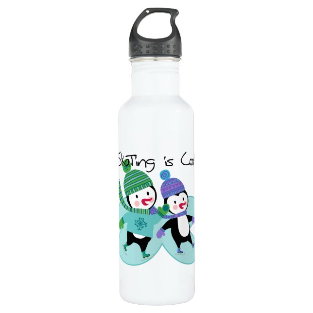 Penguins Skating is Cool 710 Ml Water Bottle (Front)