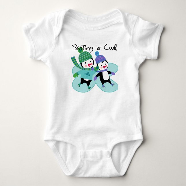 Penguins Skating is Cool Baby Bodysuit (Front)