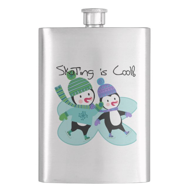 Penguins Skating is Cool Hip Flask (Front)