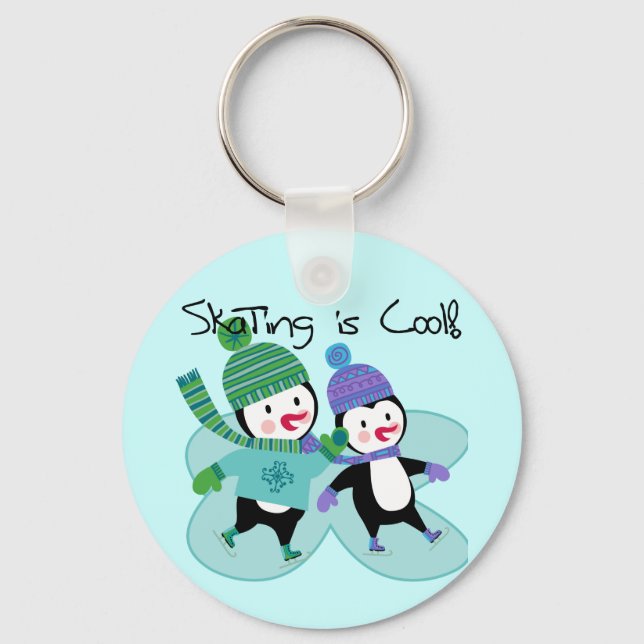 Penguins Skating is Cool Key Ring (Front)