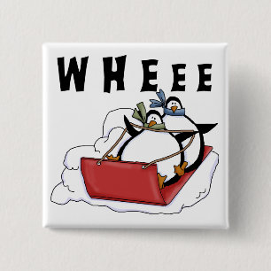 Penguins Sledding Tshirts and Gifts 15 Cm Square Badge