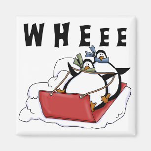 Penguins Sledding Tshirts and Gifts Magnet