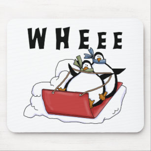 Penguins Sledding Tshirts and Gifts Mouse Mat