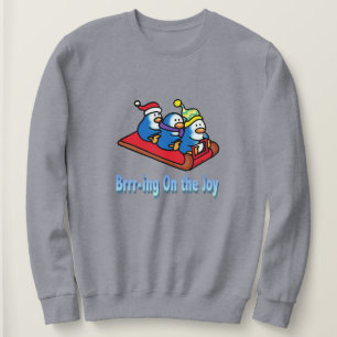 Penguins Sledding Winter Holiday Scene Sweatshirt