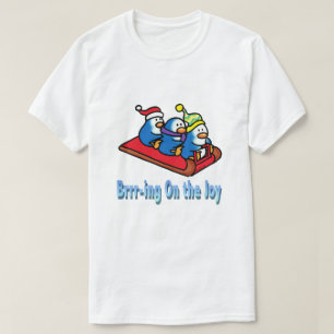 Penguins Sledding Winter Holiday Scene T-Shirt