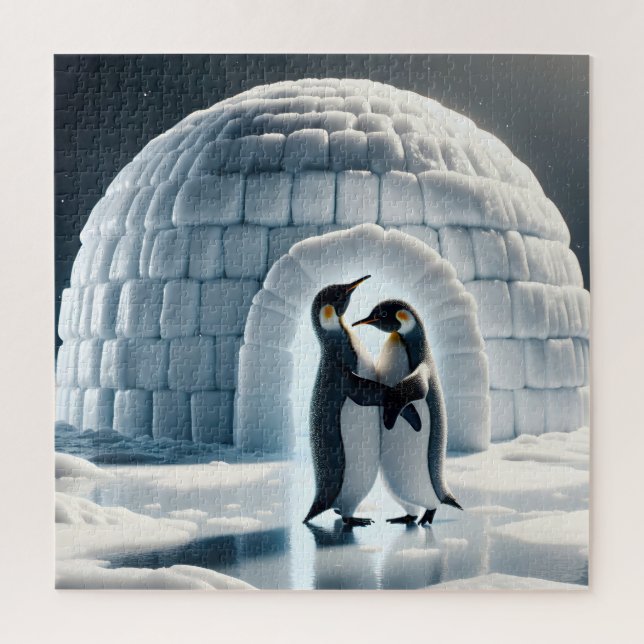 Penguins Slow Dancing By Igloo Jigsaw Puzzle (Vertical)
