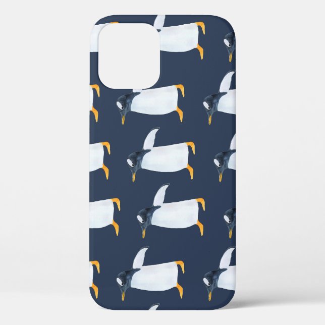 Penguins: Small Dark Watercolor Case-Mate iPhone Case (Back)