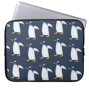 Penguins: Small Dark Watercolor Laptop Sleeve